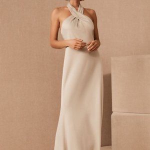 BHLDN Ruby Satin Charmeuse Dress in Beige